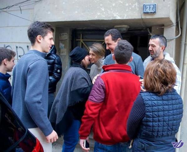 اسد و خانواده‌اش به دیدار یک سرباز مسیحی سوری رفتند